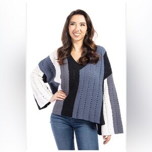 POL V-Neck Sweater in Black, Gray, and White